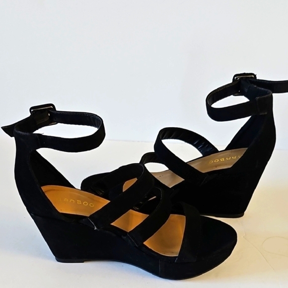 BAMBOO Black Platform Strappy Heels - Picture 2 of 9